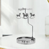 Maxbell Metal Candle Holder Carousel Tray Decorations Rotating Candlestick for Home Argent