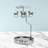 Maxbell Metal Candle Holder Carousel Tray Decorations Rotating Candlestick for Home Argent