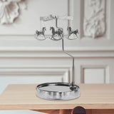 Maxbell Metal Candle Holder Carousel Tray Decorations Rotating Candlestick for Home Argent