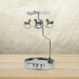 Maxbell Metal Candle Holder Carousel Tray Decorations Rotating Candlestick for Home Argent