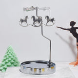 Maxbell Metal Candle Holder Carousel Tray Decorations Rotating Candlestick for Home Argent