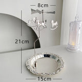 Maxbell Rotary Candle Holder Tray Home Storage Tray for Wedding Gathering Argent