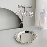 Maxbell Rotary Candle Holder Tray Home Storage Tray for Wedding Gathering Argent