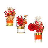Maxbell Chinese New Year Flower Basket Festival Ornament Tabletop for Holiday Home Orange