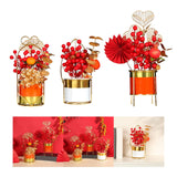 Maxbell Chinese New Year Flower Basket Festival Ornament Tabletop for Holiday Home Orange