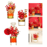Maxbell Chinese New Year Flower Basket Festival Ornament Tabletop for Holiday Home Orange