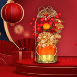Maxbell Chinese New Year Flower Basket Festival Ornament Tabletop for Holiday Home Orange