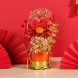 Maxbell Chinese New Year Flower Basket Festival Ornament Tabletop for Holiday Home Orange