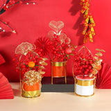 Maxbell Chinese New Year Flower Basket Festival Ornament Tabletop for Holiday Home Persimmon