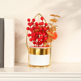Maxbell Chinese New Year Flower Basket Festival Ornament Tabletop for Holiday Home Persimmon