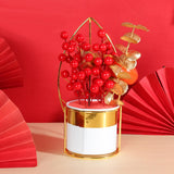 Maxbell Chinese New Year Flower Basket Festival Ornament Tabletop for Holiday Home Persimmon