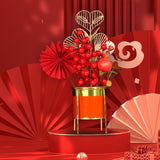 Maxbell Chinese New Year Flower Basket Festival Ornament Tabletop for Holiday Home Pomegranate