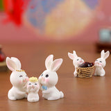 Maxbell 8 Pieces Miniature Rabbit Figures Resin Crafts for Decoration Ornament