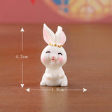 Maxbell 8 Pieces Miniature Rabbit Figures Resin Crafts for Decoration Ornament