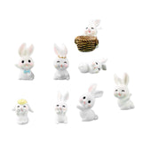 Maxbell 8 Pieces Miniature Rabbit Figures Resin Crafts for Decoration Ornament