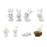 Maxbell 8 Pieces Miniature Rabbit Figures Resin Crafts for Decoration Ornament