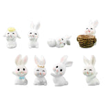 Maxbell 8 Pieces Miniature Rabbit Figures Resin Crafts for Decoration Ornament