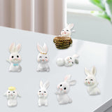 Maxbell 8 Pieces Miniature Rabbit Figures Resin Crafts for Decoration Ornament