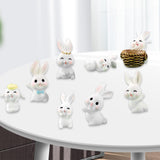 Maxbell 8 Pieces Miniature Rabbit Figures Resin Crafts for Decoration Ornament
