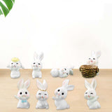 Maxbell 8 Pieces Miniature Rabbit Figures Resin Crafts for Decoration Ornament