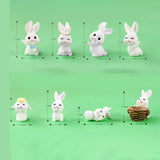 Maxbell 8 Pieces Miniature Rabbit Figures Resin Crafts for Decoration Ornament