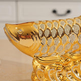 Maxbell Creative Fish Statue Ceramic Porcelain Figurine for Cabinet Bookshelf Decor L