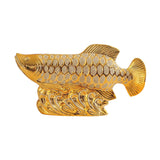 Maxbell Creative Fish Statue Ceramic Porcelain Figurine for Cabinet Bookshelf Decor L