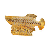 Maxbell Creative Fish Statue Ceramic Porcelain Figurine for Cabinet Bookshelf Decor L
