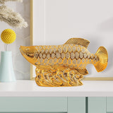 Maxbell Creative Fish Statue Ceramic Porcelain Figurine for Cabinet Bookshelf Decor L