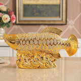 Maxbell Creative Fish Statue Ceramic Porcelain Figurine for Cabinet Bookshelf Decor L