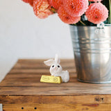 Maxbell Lovely Rabbit Ornament Statue Handmade Resin for Window Living Room Desktop Style B