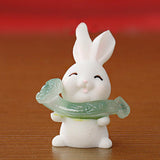 Maxbell Lovely Rabbit Ornament Statue Handmade Resin for Window Living Room Desktop Style E