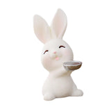 Maxbell Lovely Rabbit Ornament Statue Handmade Resin for Window Living Room Desktop Style F