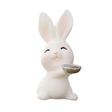 Maxbell Lovely Rabbit Ornament Statue Handmade Resin for Window Living Room Desktop Style F