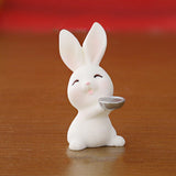 Maxbell Lovely Rabbit Ornament Statue Handmade Resin for Window Living Room Desktop Style F