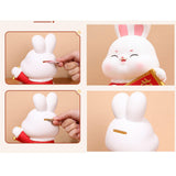 Maxbell Unbreakable Money Box Animal Bunny Figurines Rabbit Piggy Bank for Toddler with Headdress