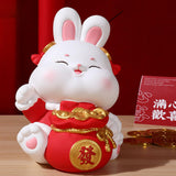 Maxbell Unbreakable Money Box Animal Bunny Figurines Rabbit Piggy Bank for Toddler with Headdress