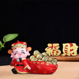 Maxbell God of Wealth Statue Storage Bowl Resin Mythological Figurine Sculpture StyleC