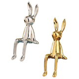 Maxbell Modern Ceramic Rabbit Statue Artwork Electroplated Ornament Bunny Figurine Argent