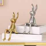 Maxbell Modern Ceramic Rabbit Statue Artwork Electroplated Ornament Bunny Figurine Argent