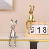 Maxbell Modern Ceramic Rabbit Statue Artwork Electroplated Ornament Bunny Figurine Argent