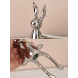 Maxbell Modern Ceramic Rabbit Statue Artwork Electroplated Ornament Bunny Figurine Argent