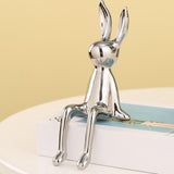 Maxbell Modern Ceramic Rabbit Statue Artwork Electroplated Ornament Bunny Figurine Argent