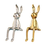Maxbell Modern Ceramic Rabbit Statue Artwork Electroplated Ornament Bunny Figurine Argent