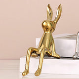 Maxbell Modern Ceramic Rabbit Statue Artwork Electroplated Ornament Bunny Figurine Aureate