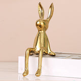 Maxbell Modern Ceramic Rabbit Statue Artwork Electroplated Ornament Bunny Figurine Aureate