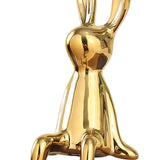 Maxbell Modern Ceramic Rabbit Statue Artwork Electroplated Ornament Bunny Figurine Aureate