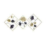 Maxbell 3x Leaves Wall Sculpture Craft Wall Hanging Decoration for Backdrop Office StyleD