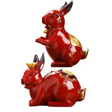Maxbell Porcelain Rabbit Figurines Decoration Accessories Handcraft Desktop Office Standing