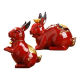 Maxbell Porcelain Rabbit Figurines Decoration Accessories Handcraft Desktop Office Standing